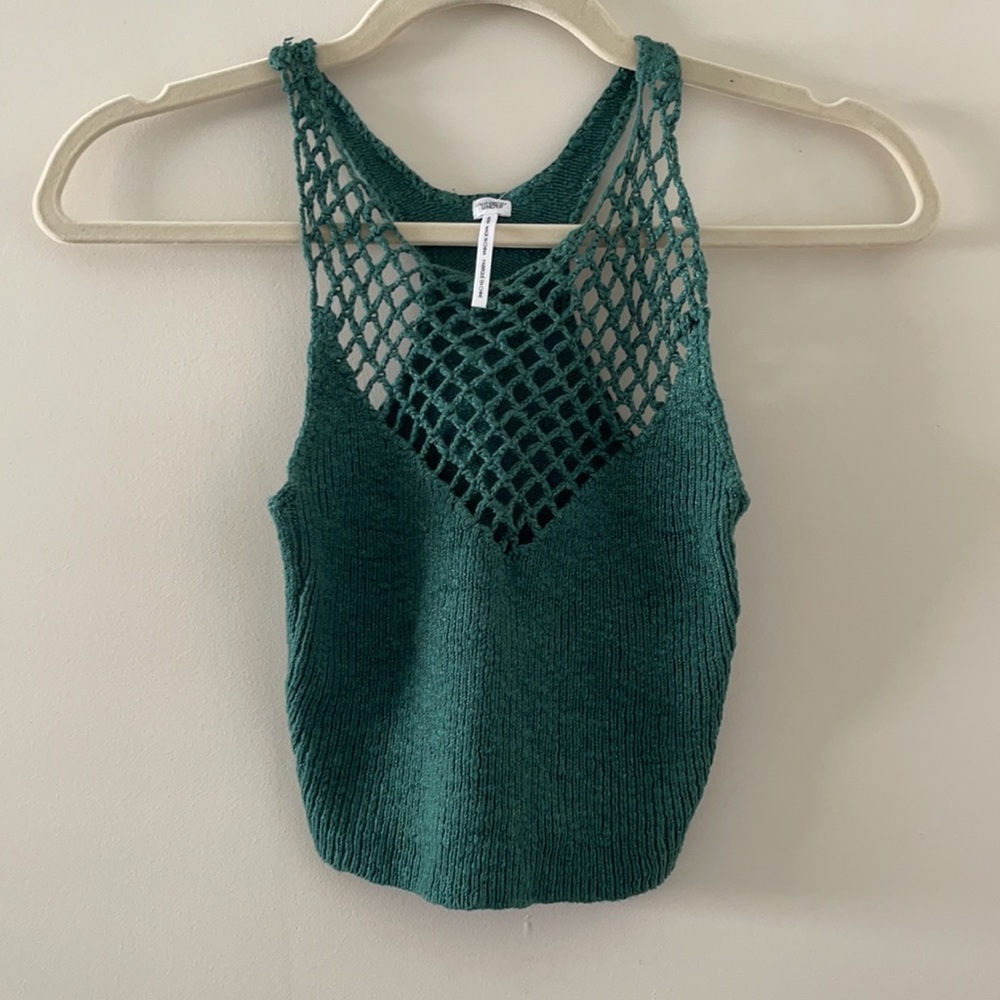 NWT UO Out From Under Green Knit/Crochet Crop Tank